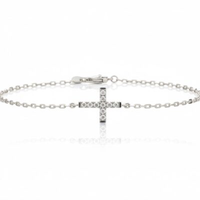 0.10CT NATURAL-GROWN CROSS BRACELET