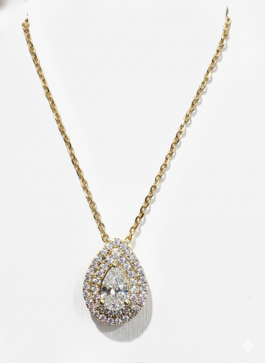0.63CT LAB-GROWN PEAR-DROP PENDANT F/VVS-VS (WITH CHAIN)