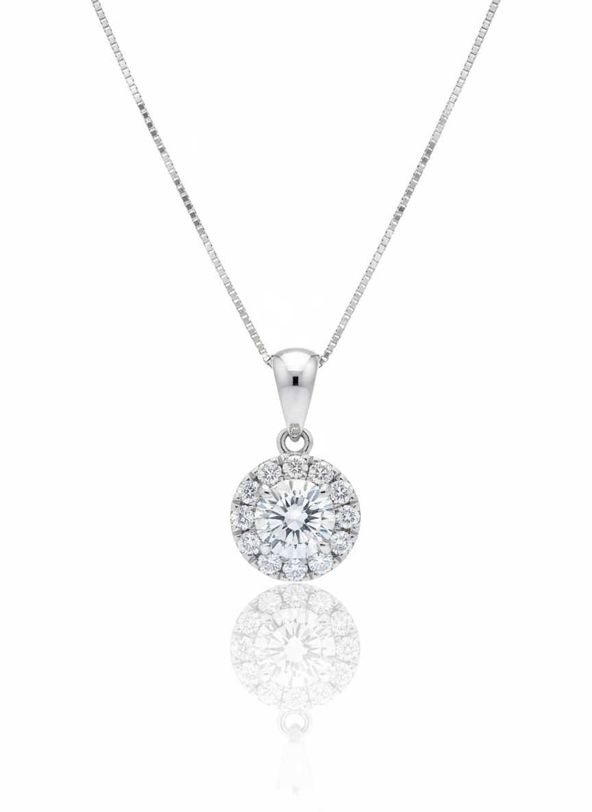 0.65CT NATURAL-GROWN PENDANT G-H/VS (WITH CHAIN)