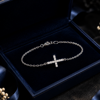 0.10CT NATURAL-GROWN CROSS BRACELET