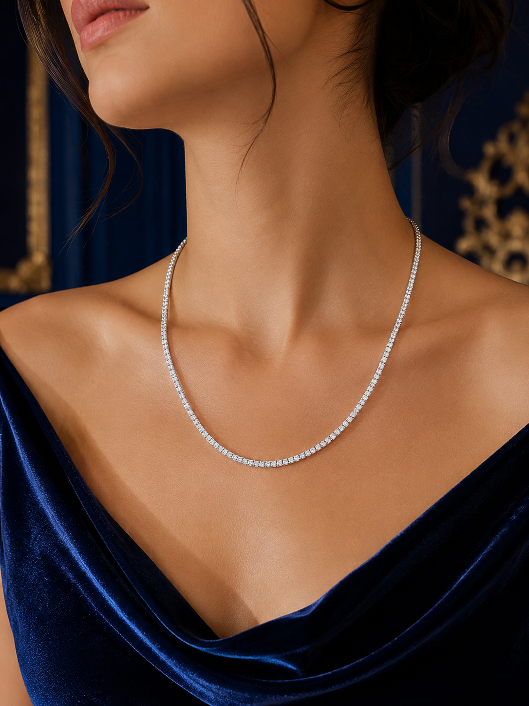 5.18CT LAB-GROWN TENNIS NECKLACE E-F/VVS-VS - Image 4