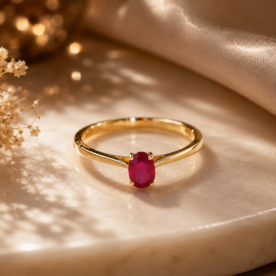 0.48CT NATURAL-GROWN OVAL RUBY