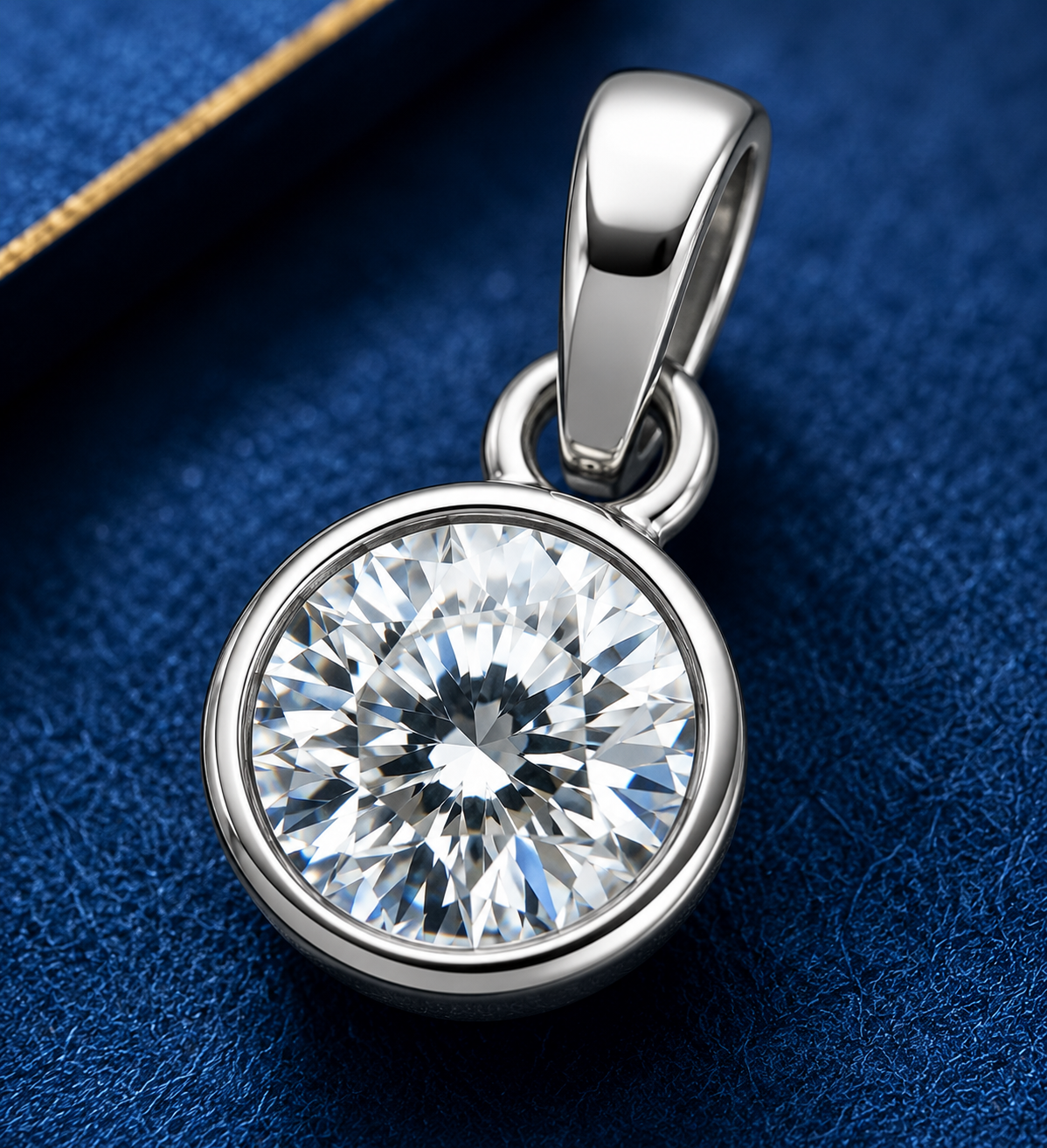 0.35CT LAB-GROWN ROUND BEZEL PENDANT D-E/VVS-VS