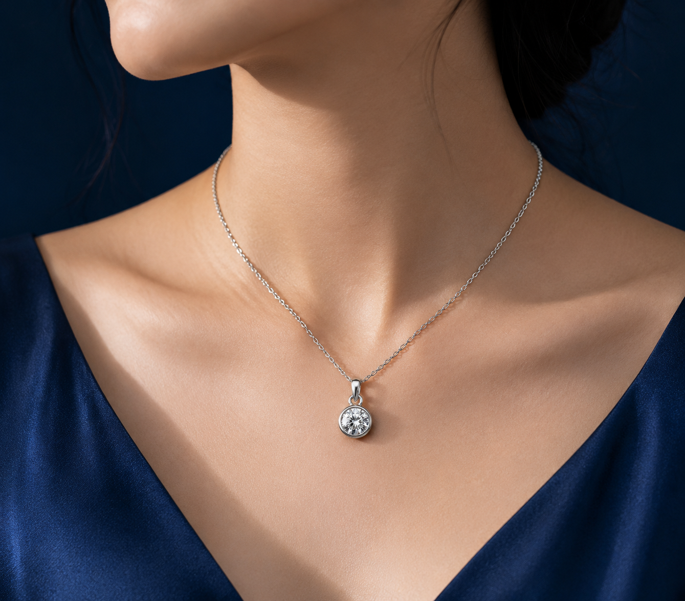 0.35CT LAB-GROWN ROUND BEZEL PENDANT D-E/VVS-VS - Image 5