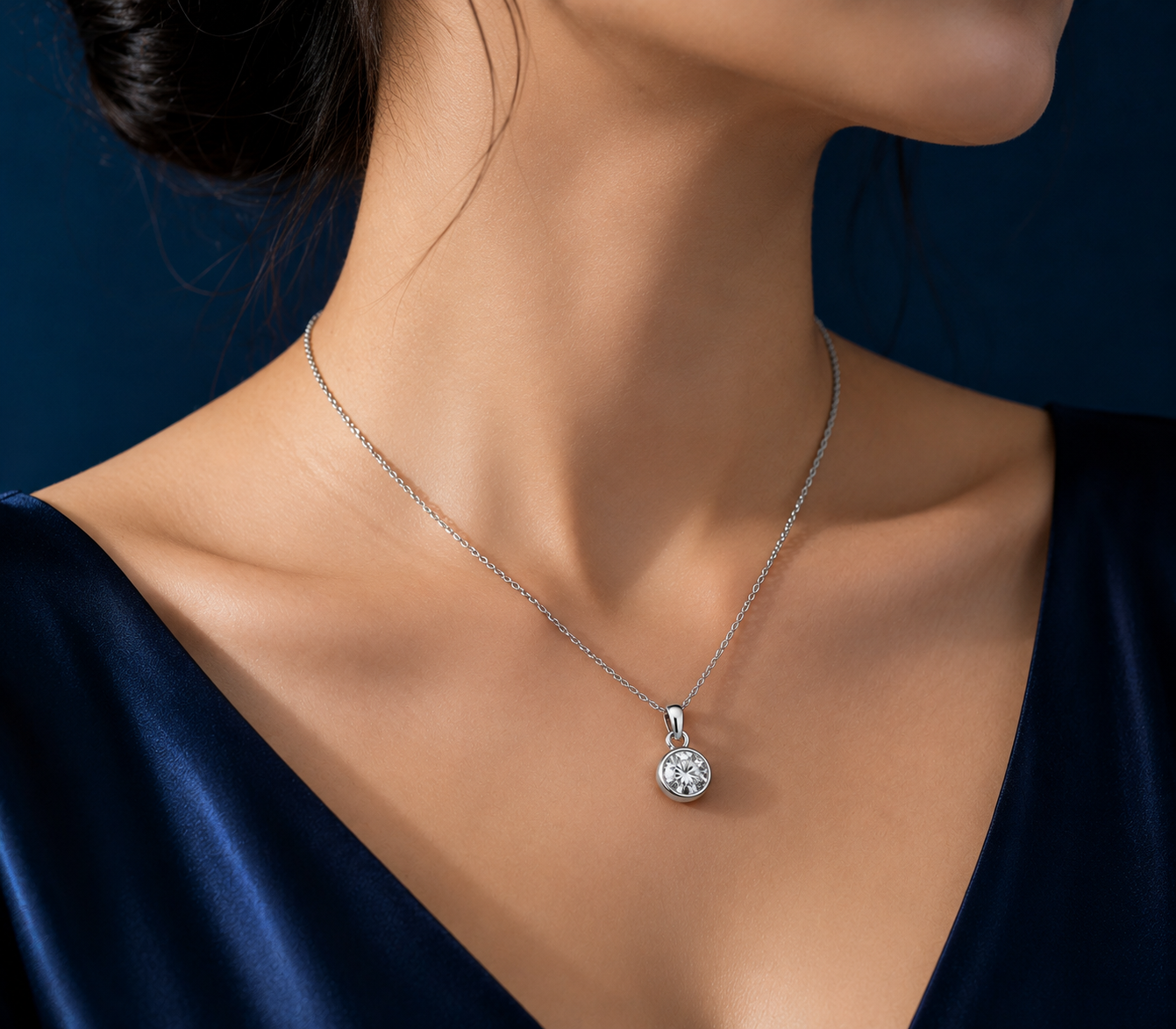 0.35CT LAB-GROWN ROUND BEZEL PENDANT D-E/VVS-VS - Image 4