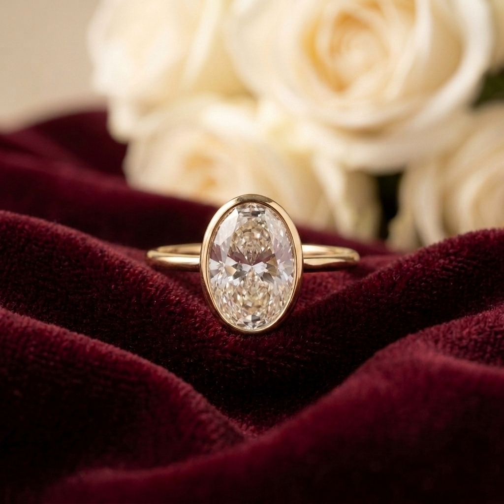 2.50CT OVAL BEZEL LAB-GROWN F/VS1