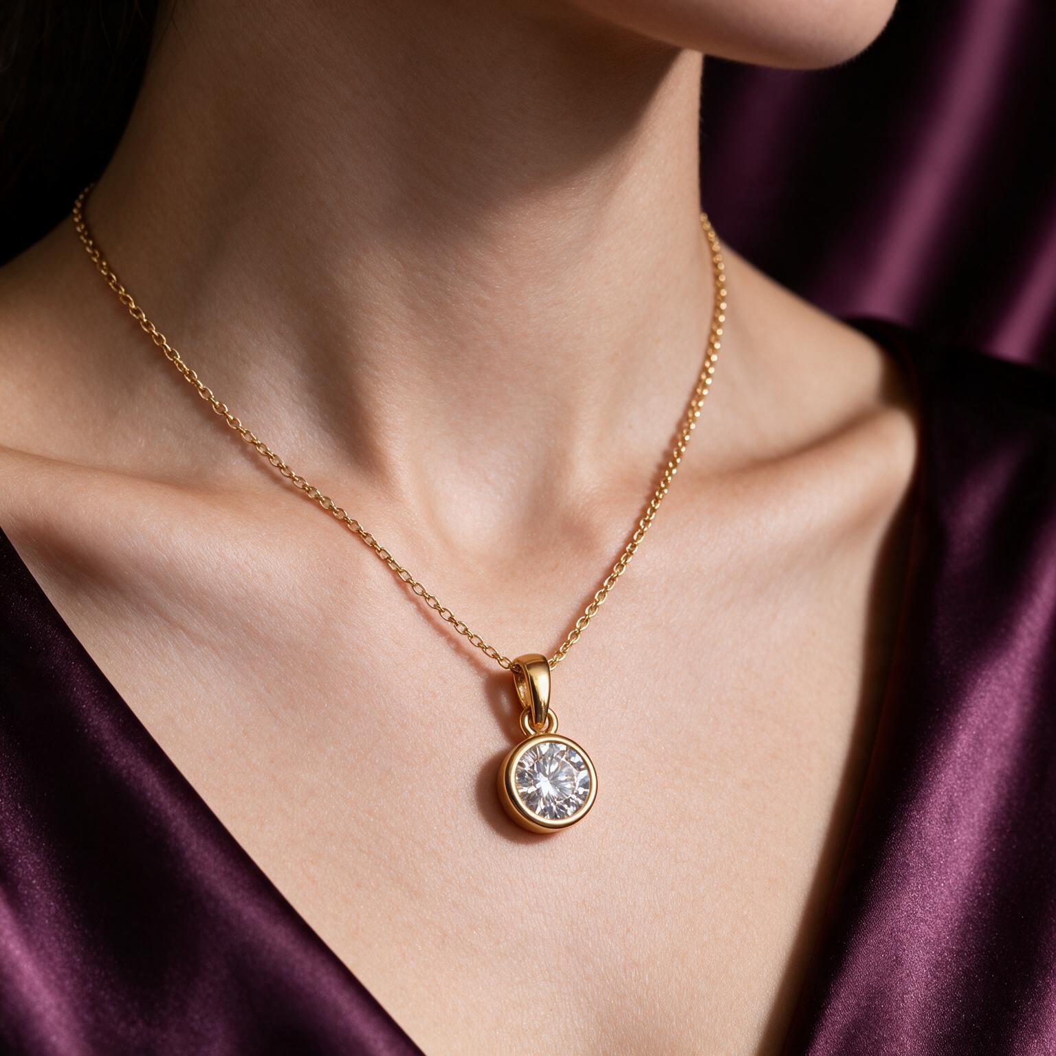 0.51CT LAB-GROWN ROUND BEZEL PENDANT E-F/VVS-VS - Image 5