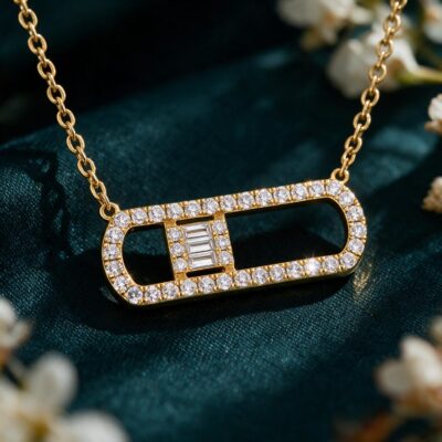 1.00CT NATURAL-GROWN BAGUETTE PENDANT G-H/VS-SI (WITH CHAIN)