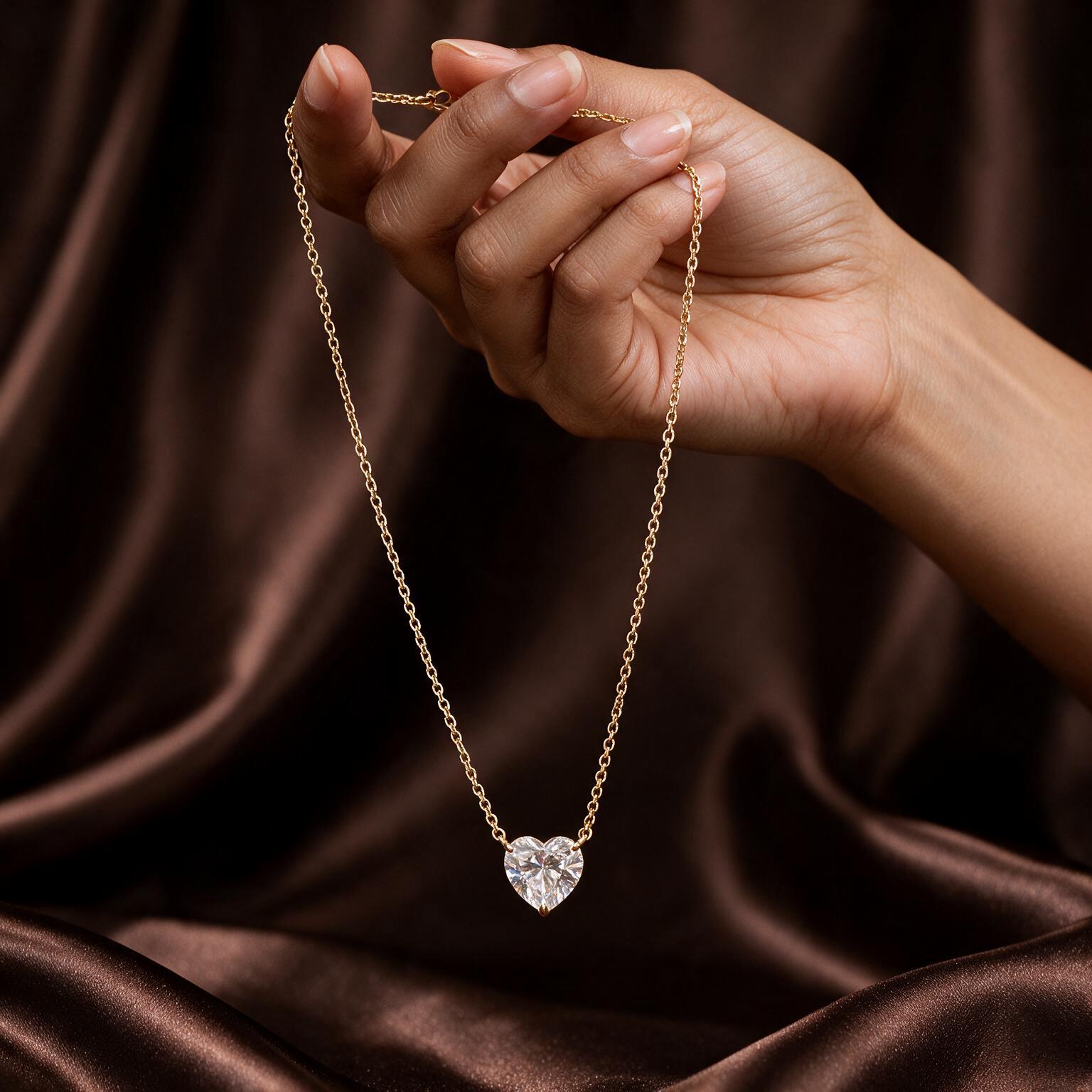 1.08CT LAB-GROWN HEART PENDANT E-F/VVS-VS (WITH CHAIN) - Image 4