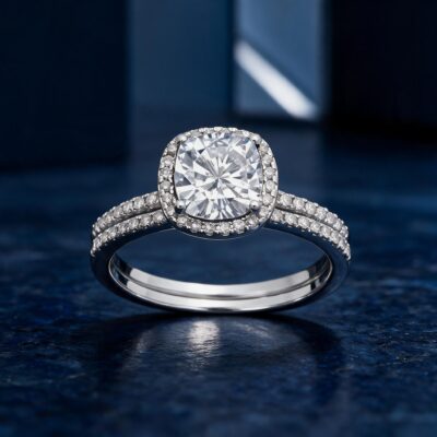 2.01CT LAB-GROWN CUSHION E/VS1 (WITH WEDDING BAND)