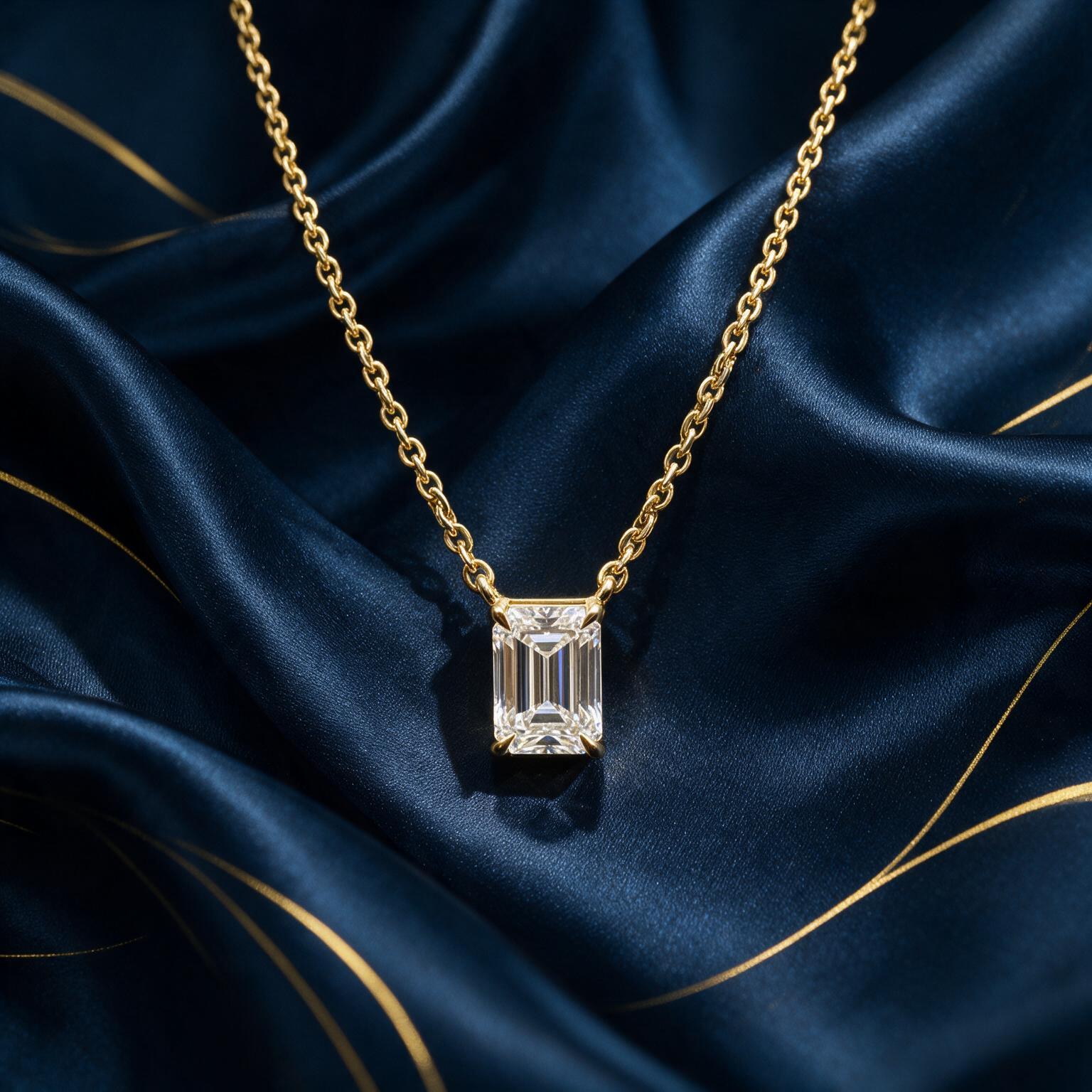 1.04CT LAB-GROWN EMERLAD PENDANT E-F/VVS-VS (WITH CHAIN) - Image 3
