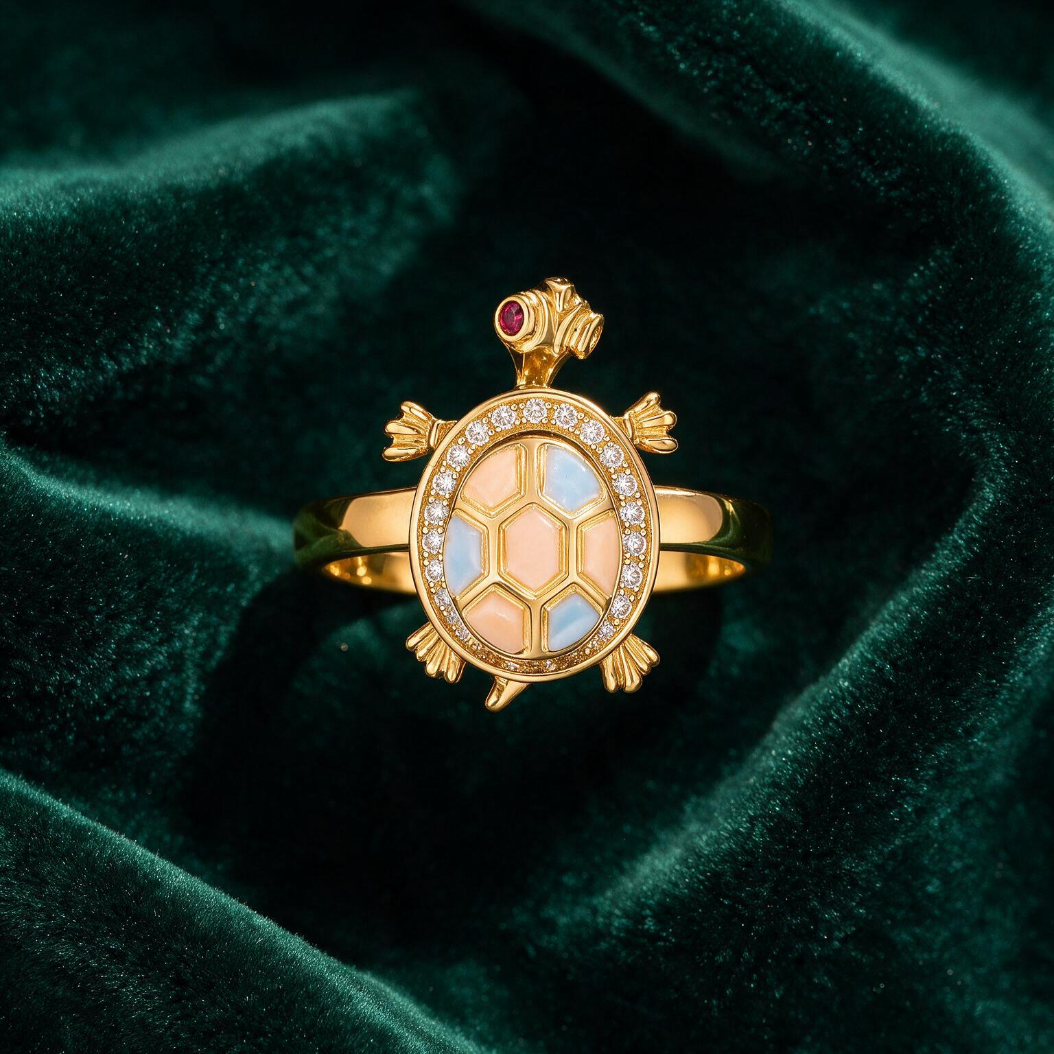 NATURAL-GROWN RUBY & DIAMOND (TURTLE RING) - Image 3