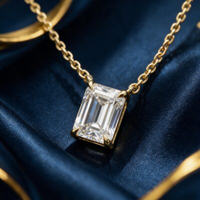1.04CT LAB-GROWN EMERLAD PENDANT E-F/VVS-VS (WITH CHAIN)