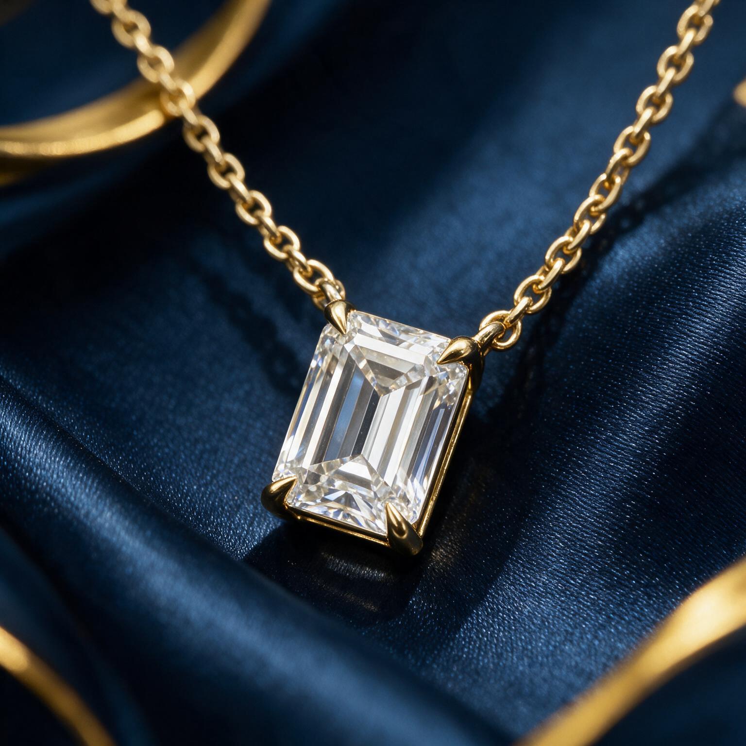 1.04CT LAB-GROWN EMERLAD PENDANT E-F/VVS-VS (WITH CHAIN)