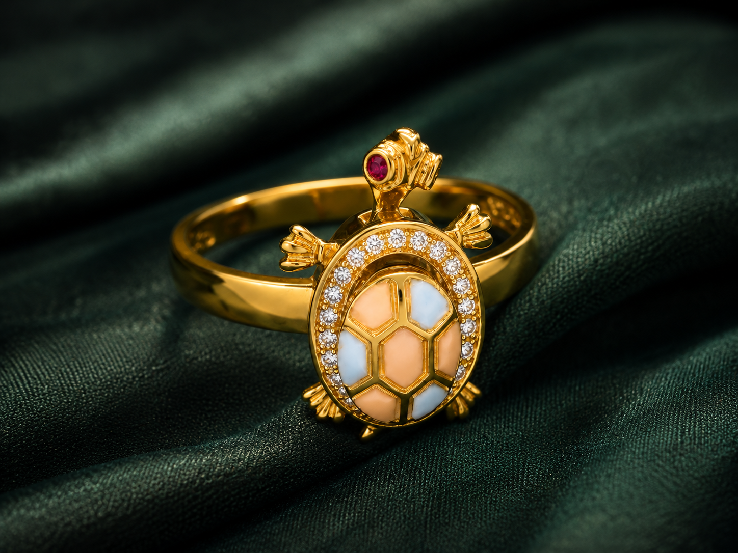NATURAL-GROWN RUBY & DIAMOND (TURTLE RING)